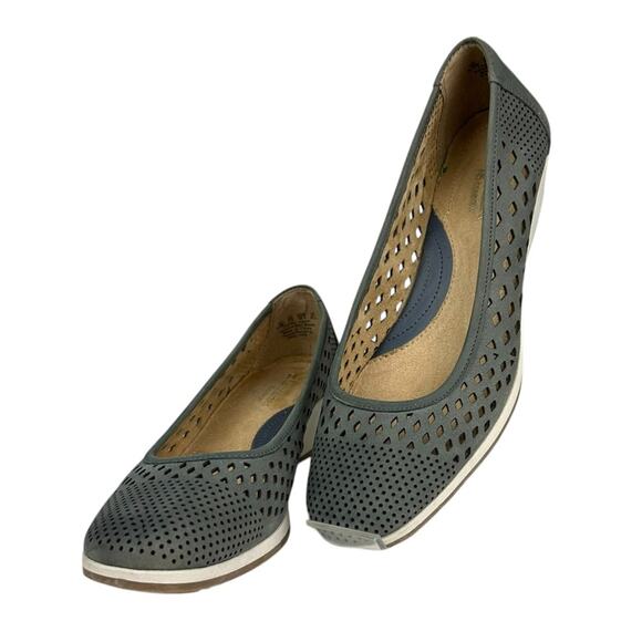 Naturalizer Brelynn Wedge Pump Shoes Leather Women's Size 9.5 Wide Gray - Picture 1 of 9